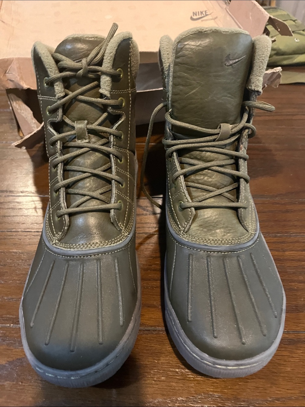 Nike Men's Olive Green Waterproof Winter Duck Boots